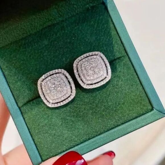 Silver Diamond Earrings - Picture 2 of 6